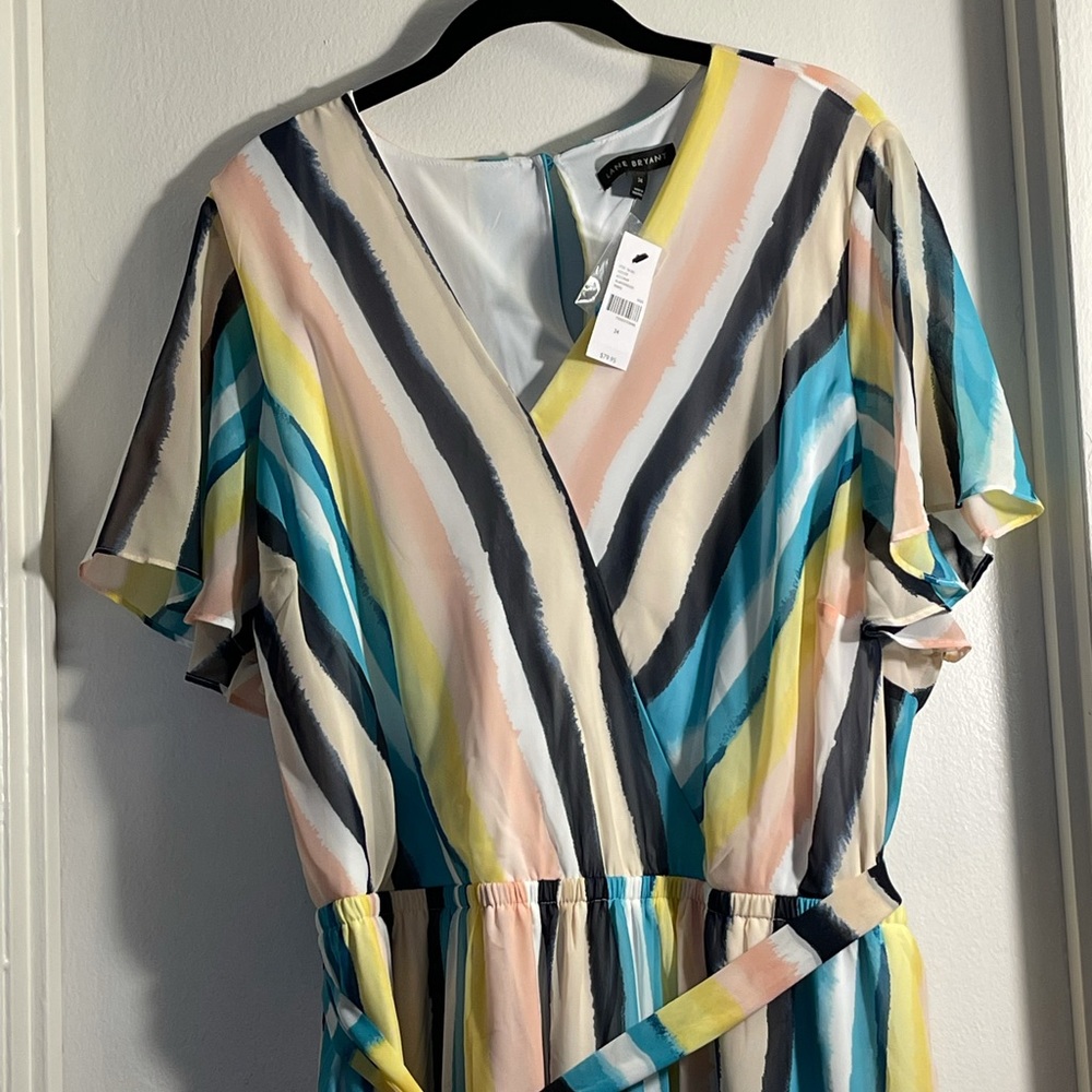 Lane Bryant Size 24 Pastel Stripe Dress NWT